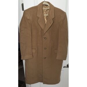 Vintage Di Silver 100% Cashmere Camel Overcoat Made in Italy Men's 44